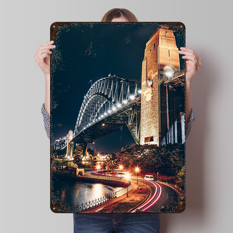 Home Bar Sydney - Placa de Metal Vintage Personalizada Ponte