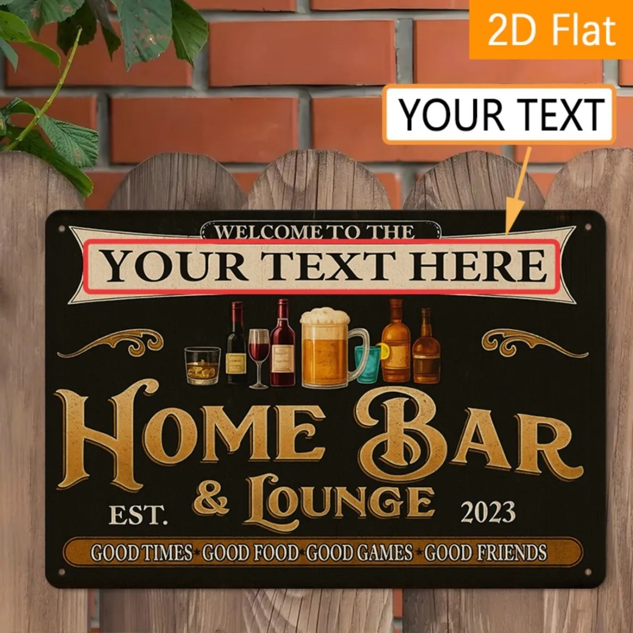 Home Bar Lounge - Placa de Metal Personalizada Vintage para