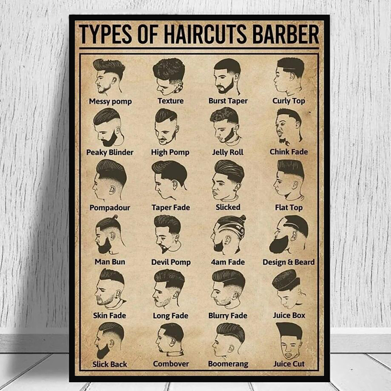 Home Barbershop - Pôster de barbeiro com tipos de