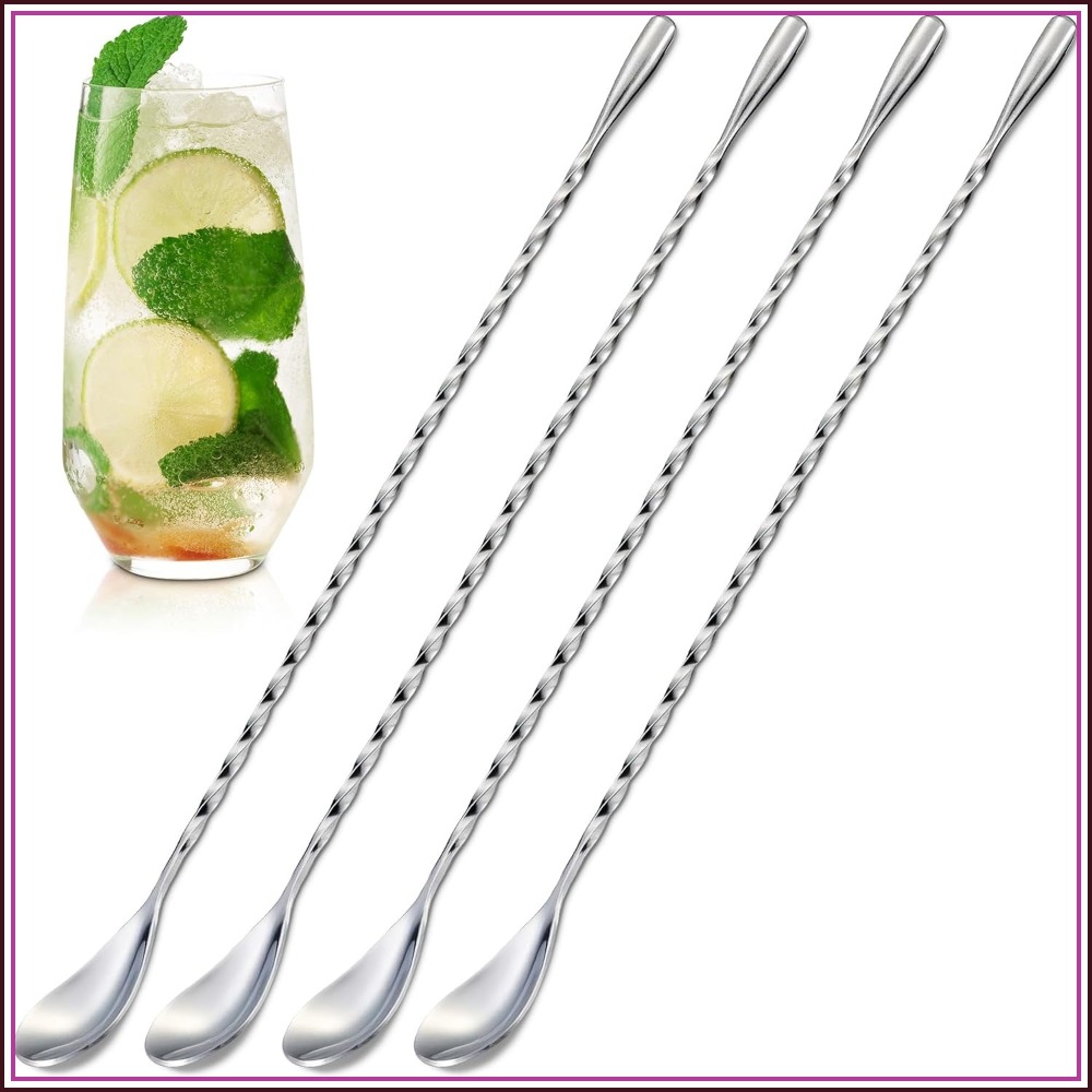 Bar Spoon Twisted - Conjunto de 4 Colheres de Bar,