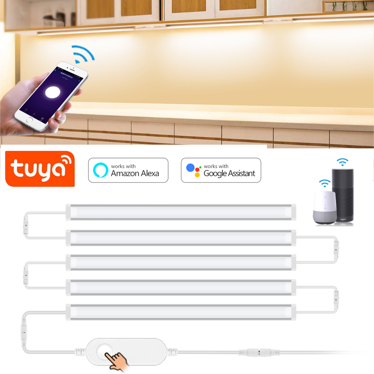 Home Bargains - 1-5 pces cozinha tuya inteligente led