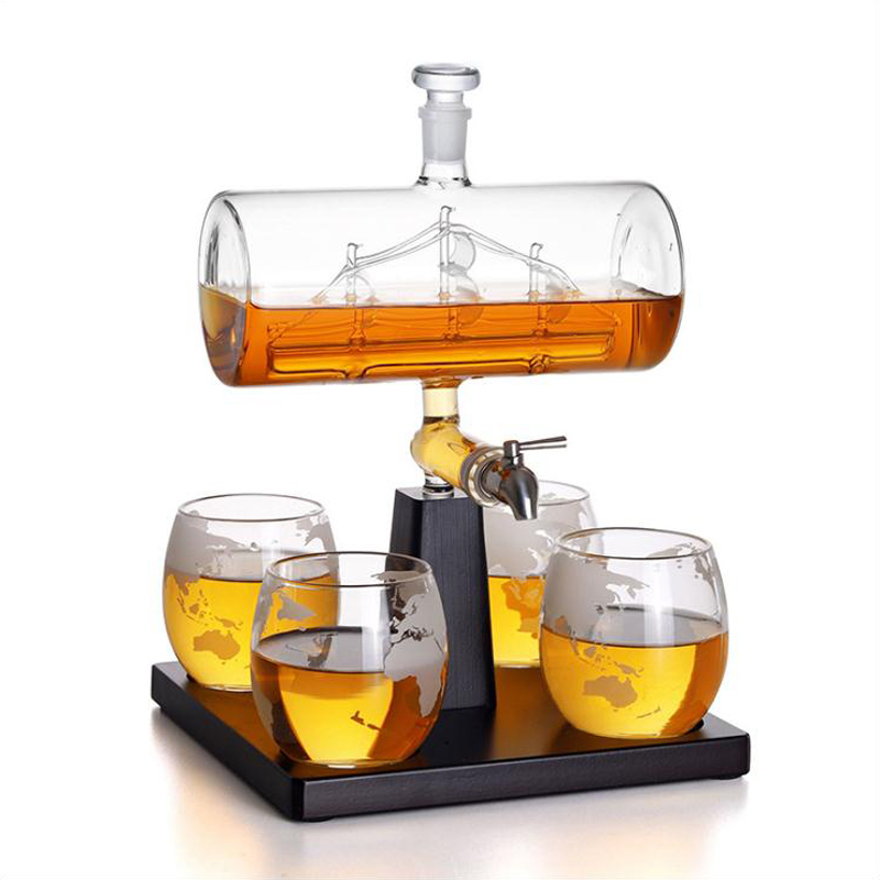 Decanter Globe Set - Decantador de uísque com formato antigo,