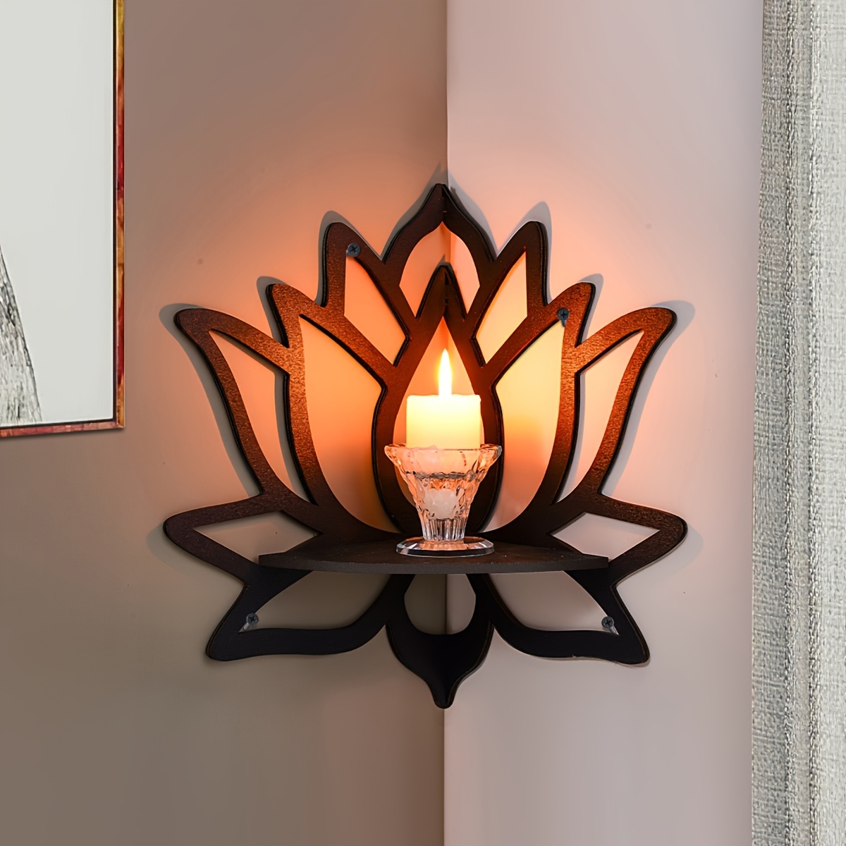 Home Bar Shelf - Prateleira Flutuante de Canto Lotus, Prateleira