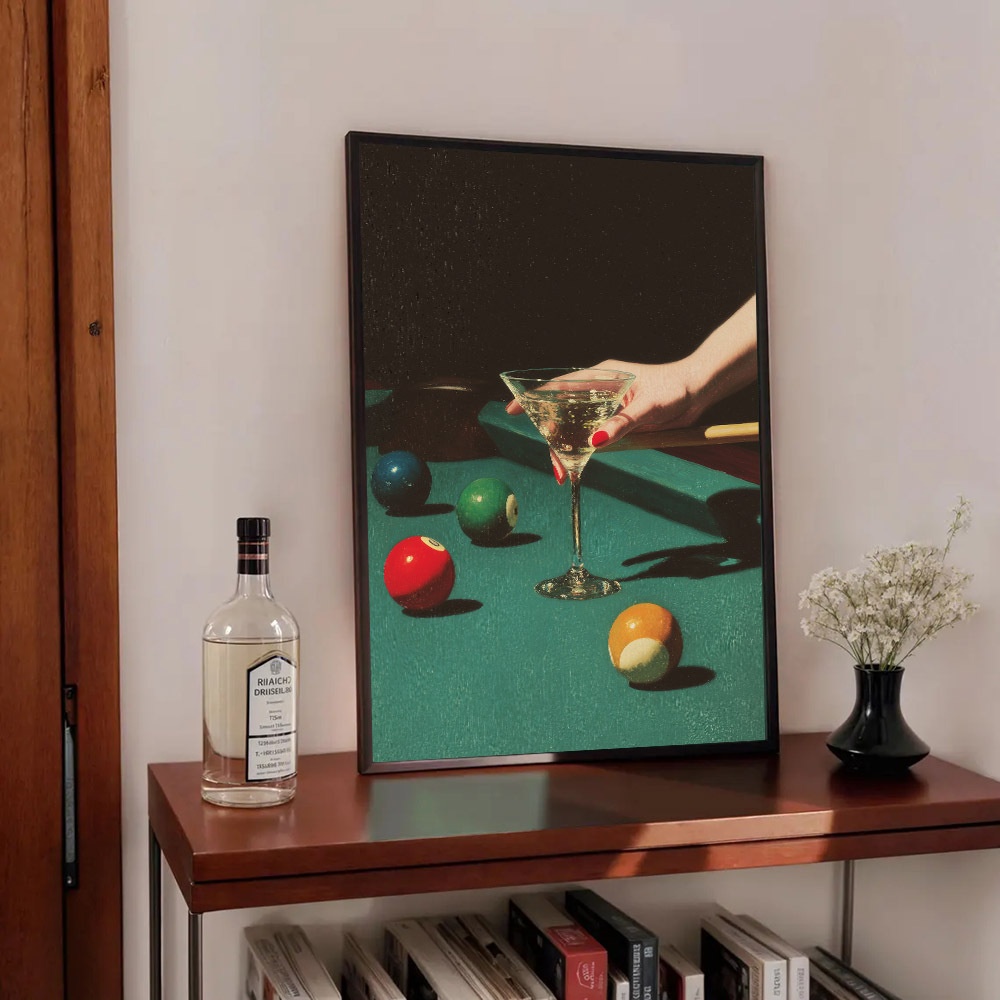 1 pôster vintage de bilhar e c - Home Bar Set avaliação e preço