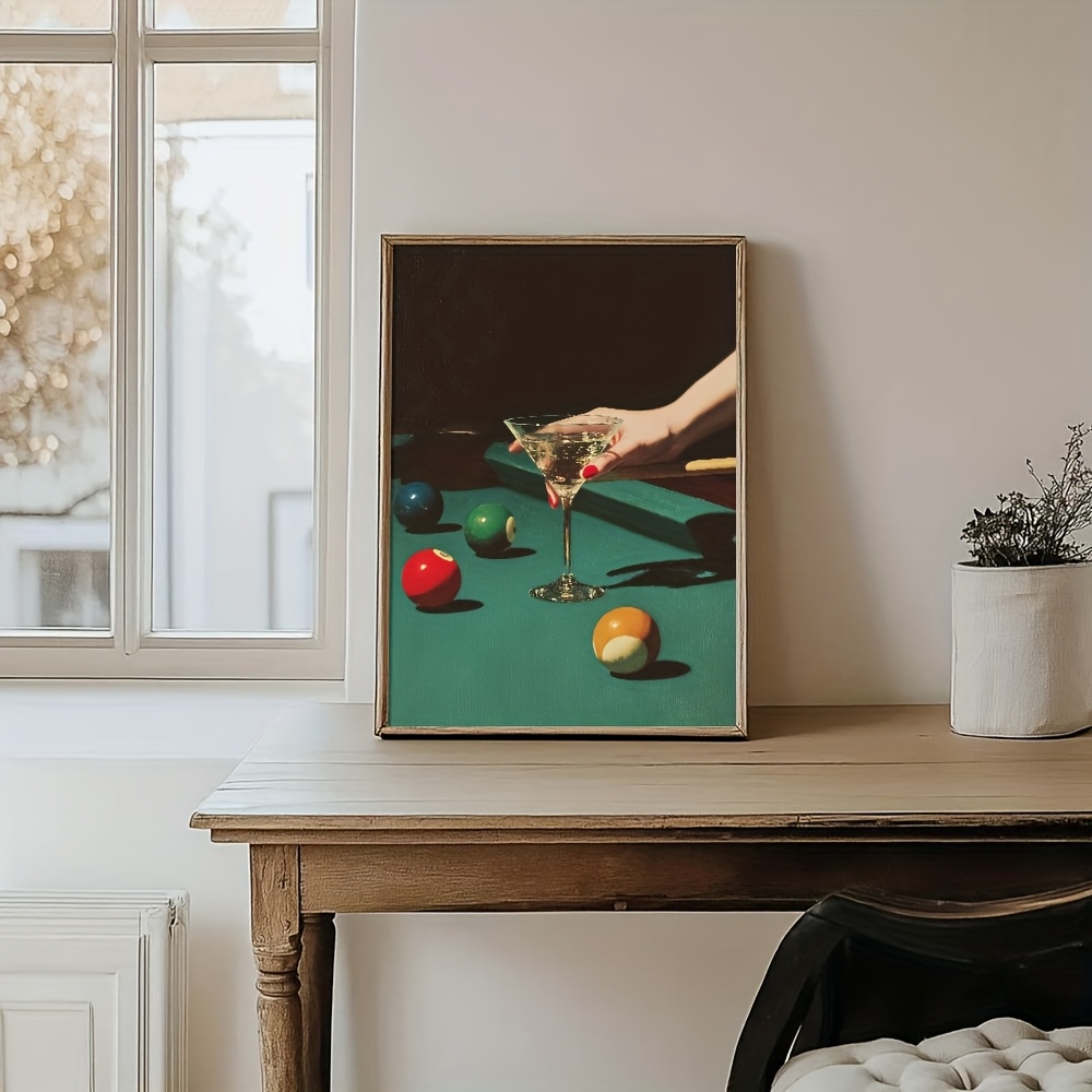 1 pôster vintage de bilhar e c - Home Bar Set avaliação e preço