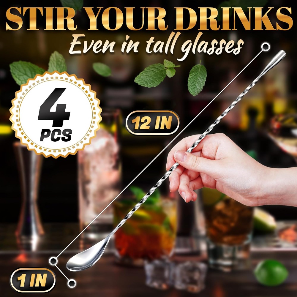 Conjunto de 4 Colheres de Bar, - Bar Spoon Twisted avaliação e preço