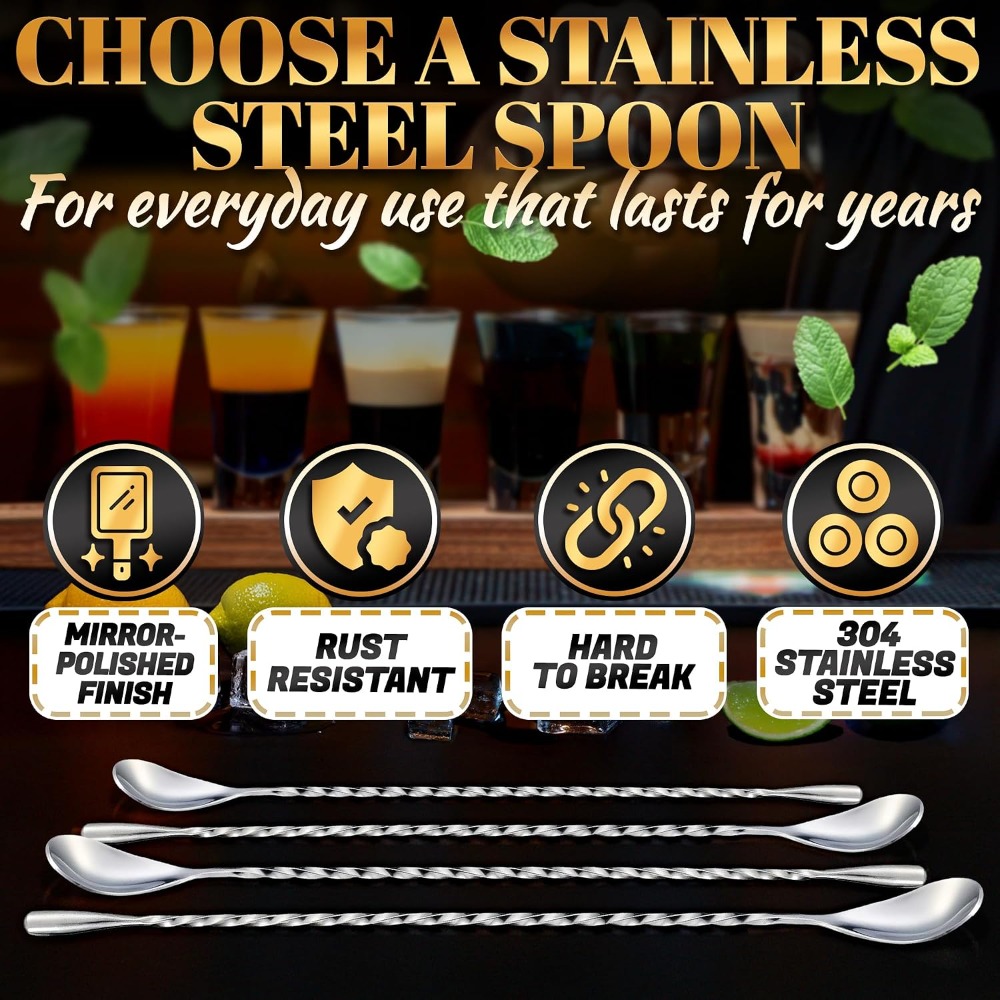 Conjunto de 4 Colheres de Bar, - Bar Spoon Twisted avaliação e preço
