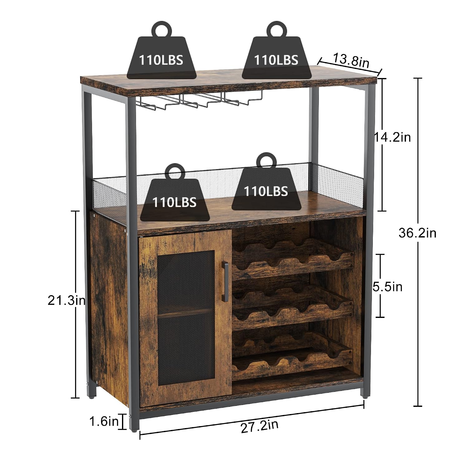 Armário Bar Moderno de 36 pole - Home Bar Shelf avaliação e preço