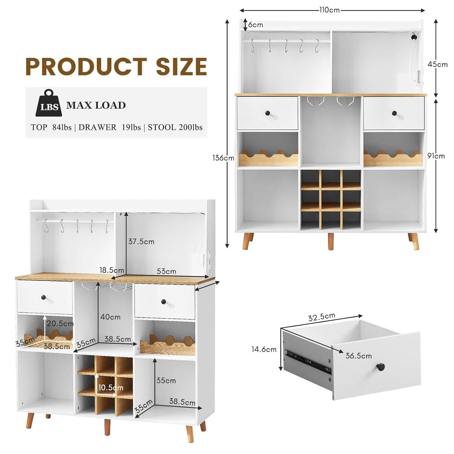 Armário de Bar para Vinhos com - Home Bar Shelf avaliação e preço